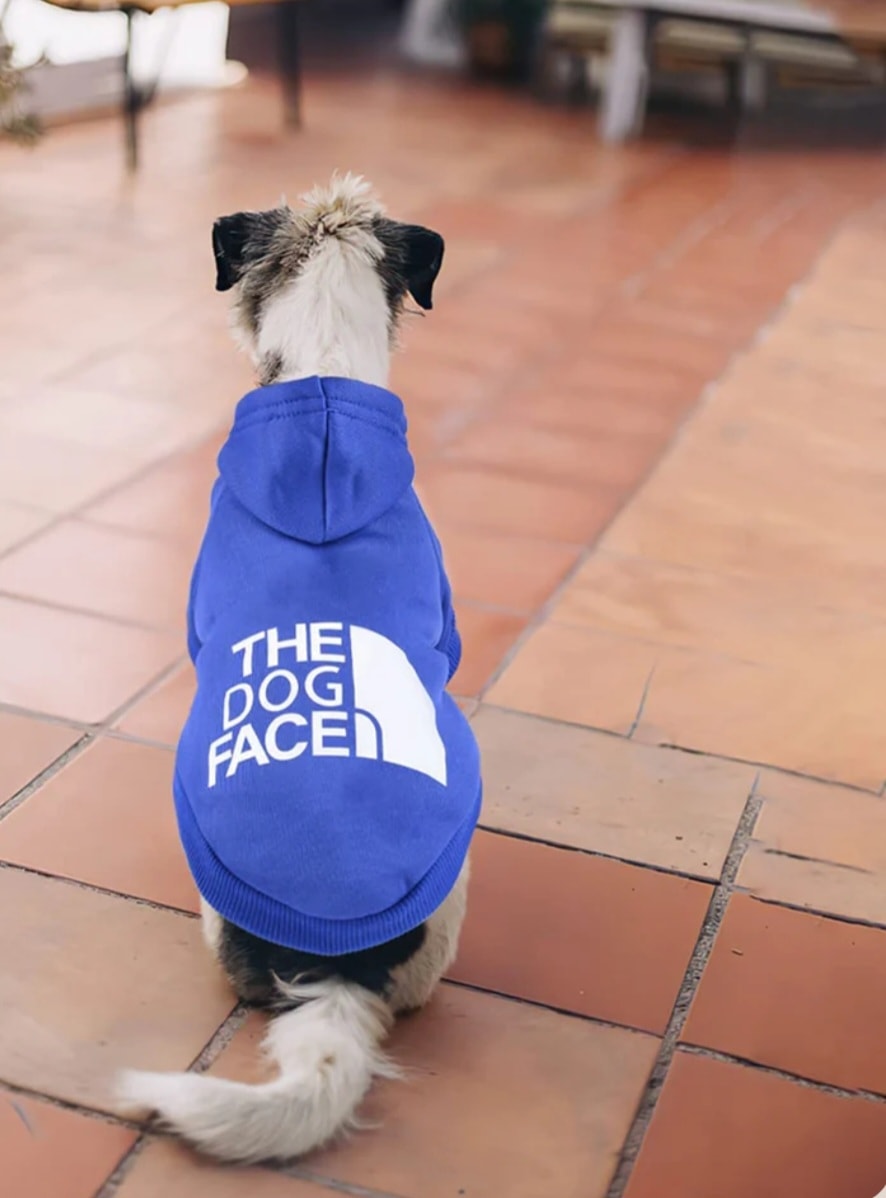 Pet Dog Hoodies Autumn and Winter Season Large Dog Clothes Dog Face Text Pattern French Bulldog Labrador Jacket Clothing